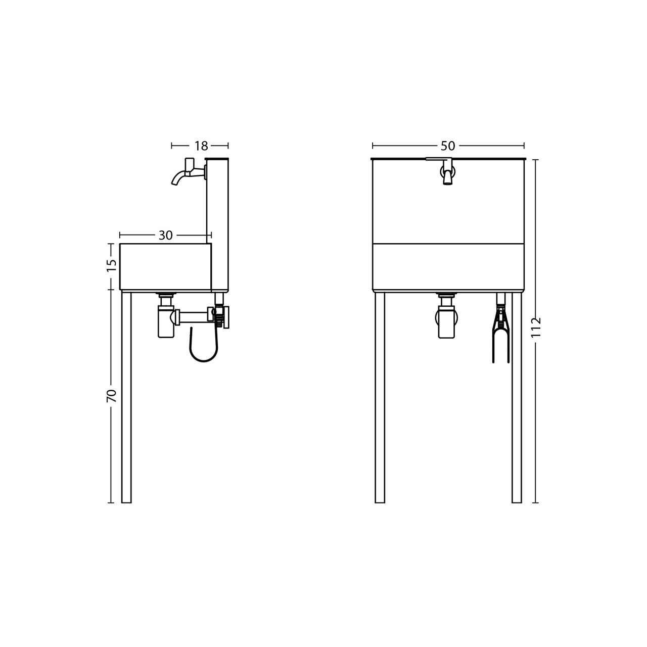 Vandens kolonėlės PRLM matmenys